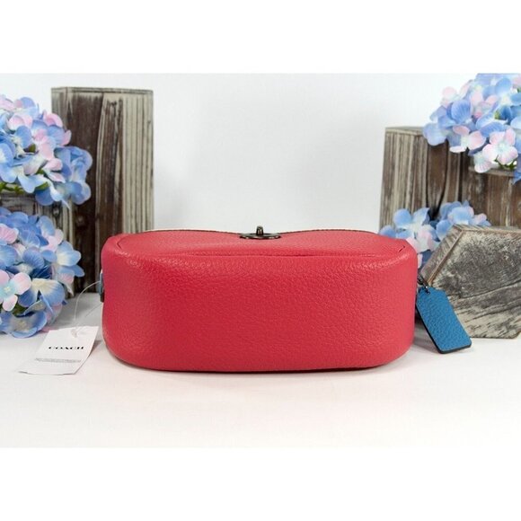 Coach Red Blue Colorblock Leather Camera Guitar Strap Crossbody Bag NWT C6833 - Picture 6 of 8